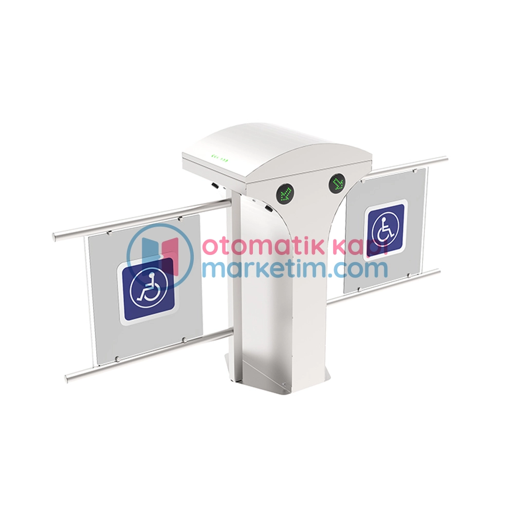 605 D Motorlu Yaya Geçiş Turnikesi – Tekerlekli Sandalye ve VIP Geçişler İçin, Özel Gövde Tasarımı