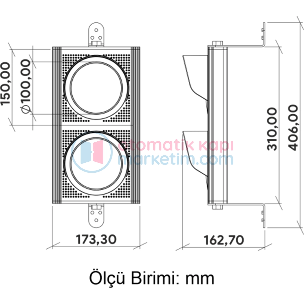 Kontal TRFL2 LED Trafik Lambası - 180 Derece Dönebilen Trafik Lambası