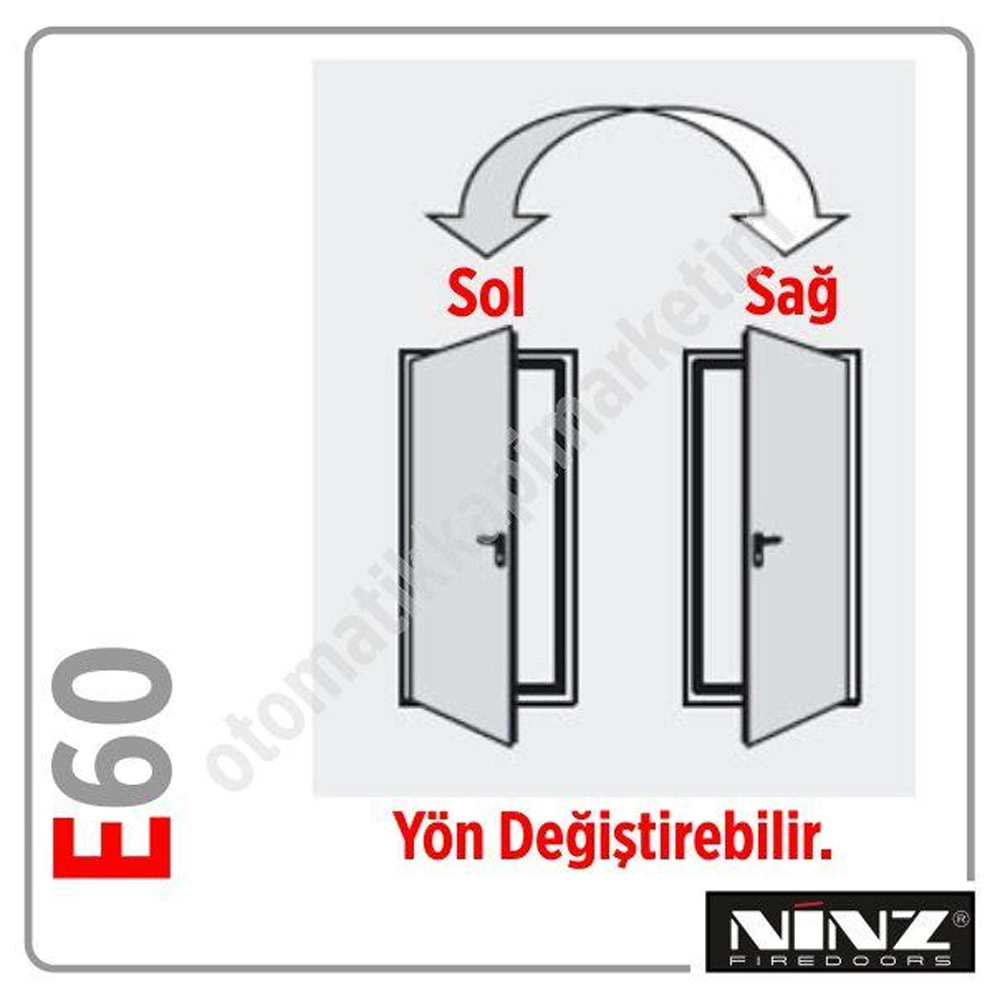 Ninz Univer E60 - 900x2150 Sertifikalı Yangın Kapısı